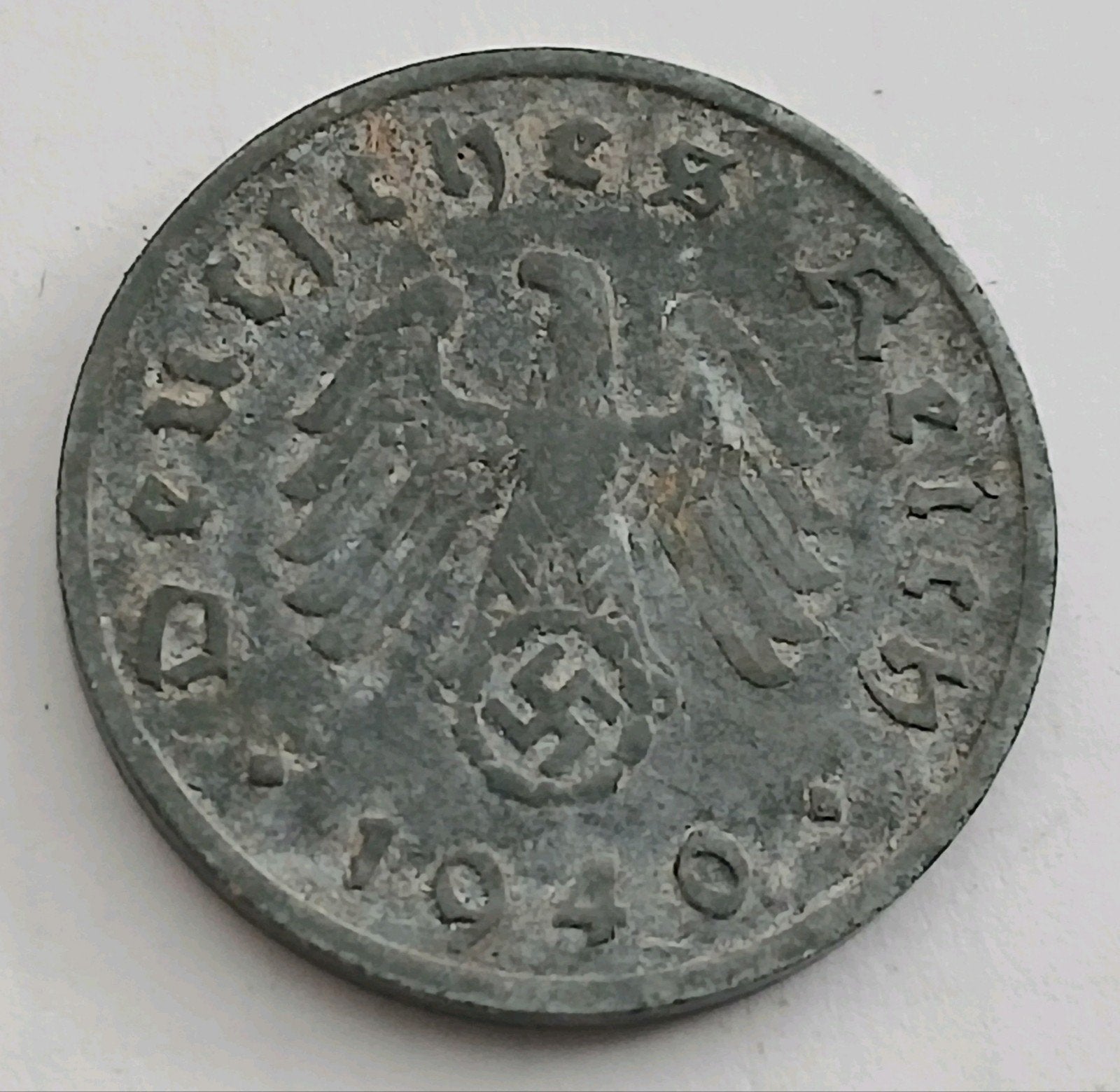 10 Reichspfennig 1940F Nazi Duitsland Oude Munt WO2 Swastika, Ophalen of Verzenden, Duitsland