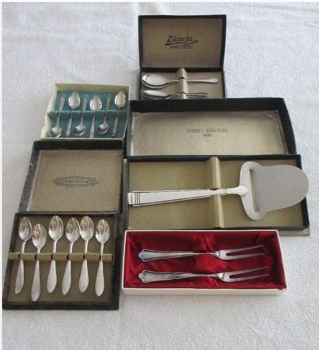 5 Verzilverde sets Gero Zilvium en Zilmeta., Ophalen of Verzenden