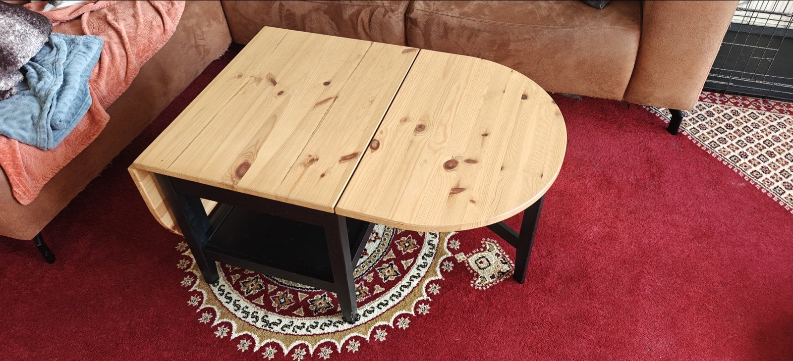 IKEA Arkelstorp inklapbare salontafel - grenen/zwart, Ophalen, Gebruikt, 100 tot 150 cm, 50 tot 100 cm