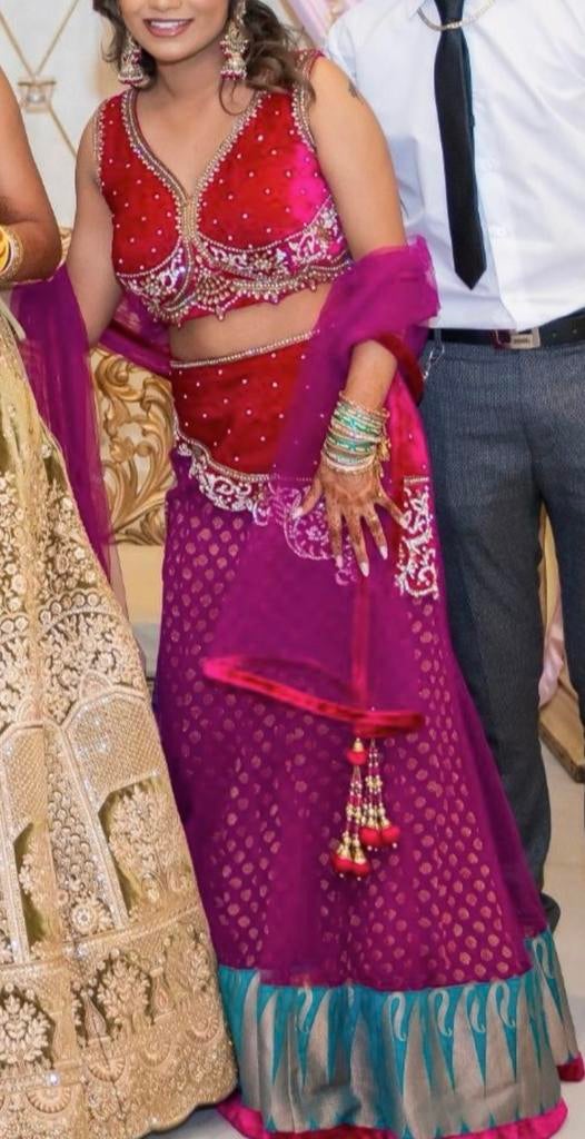 Paarse lehenga, 1x gedragen!, Overige typen, Paars, Ophalen of Verzenden, Zo goed als nieuw
