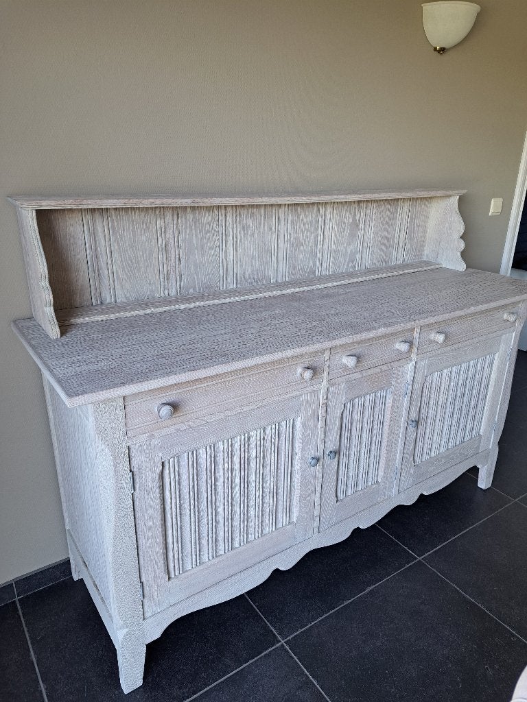 Dressoir eik white wash, Huis en Inrichting, Kasten | Dressoirs, Ophalen, Gebruikt, 150 tot 200 cm, Eikenhout