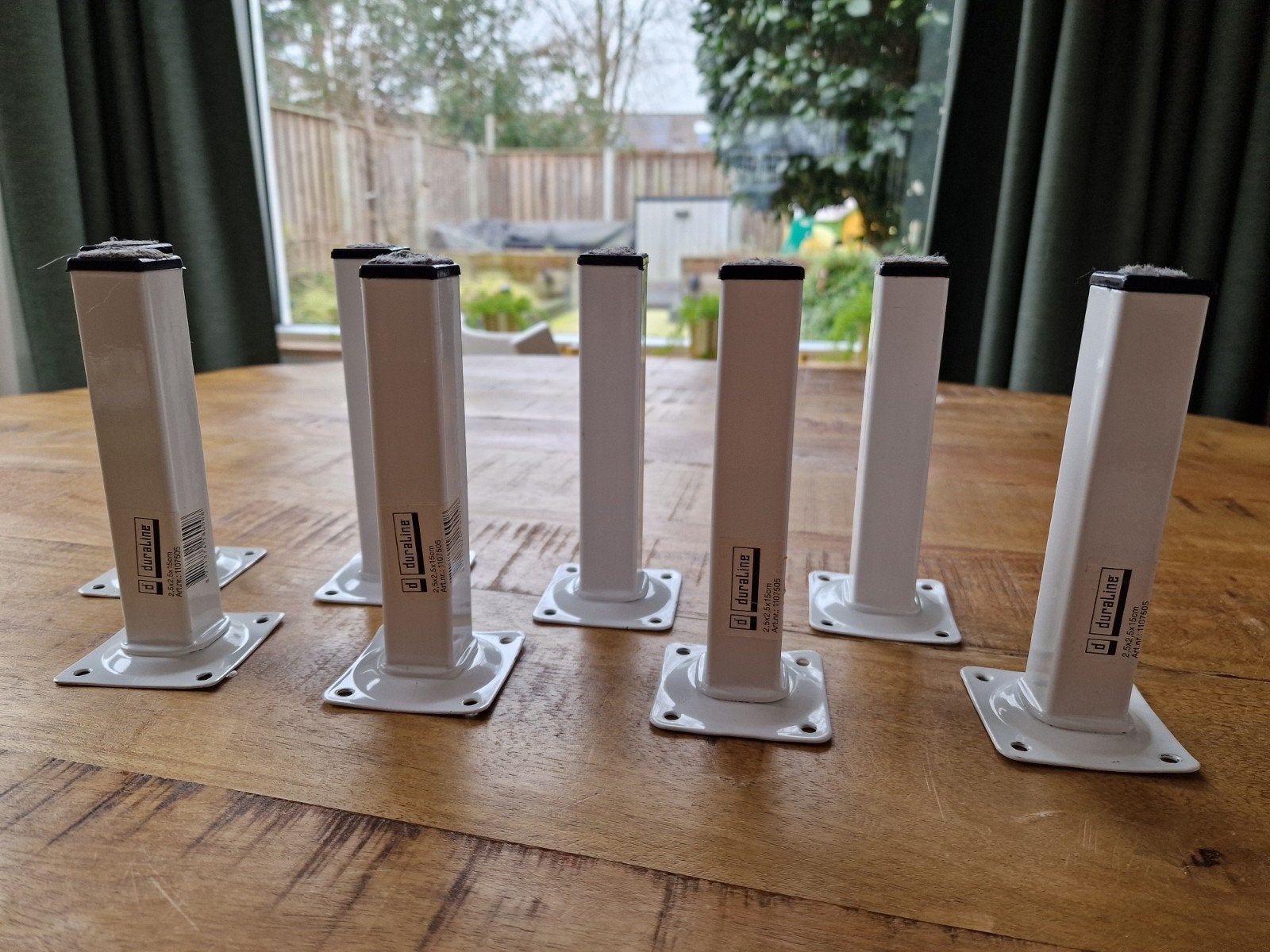 Set van 8 witte Duraline tafelpoten, Huis en Inrichting, Tafelonderdelen, Ophalen of Verzenden, Zo goed als nieuw, Rechthoekig
