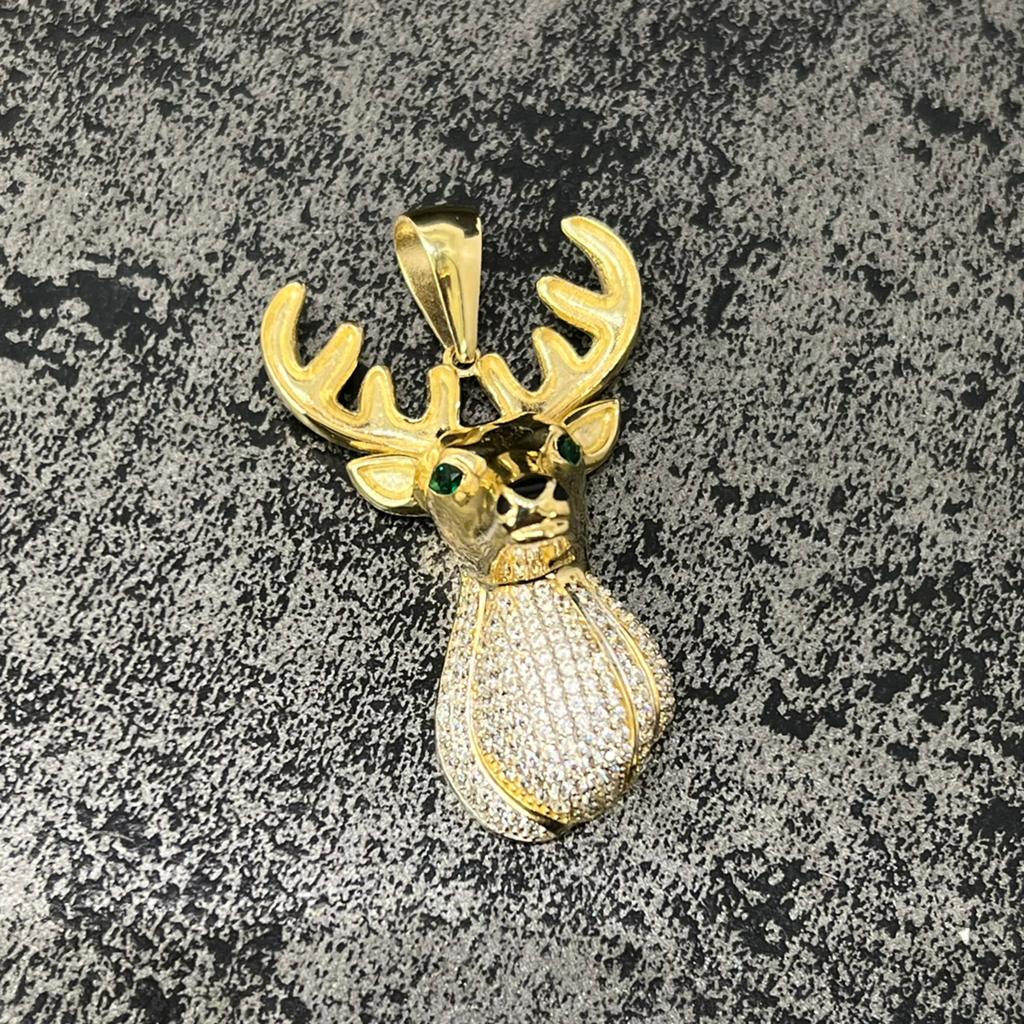14k gouden hert hanger kettinghanger rendier, Ophalen of Verzenden, Nieuw, Goud, Kruis of Symbool