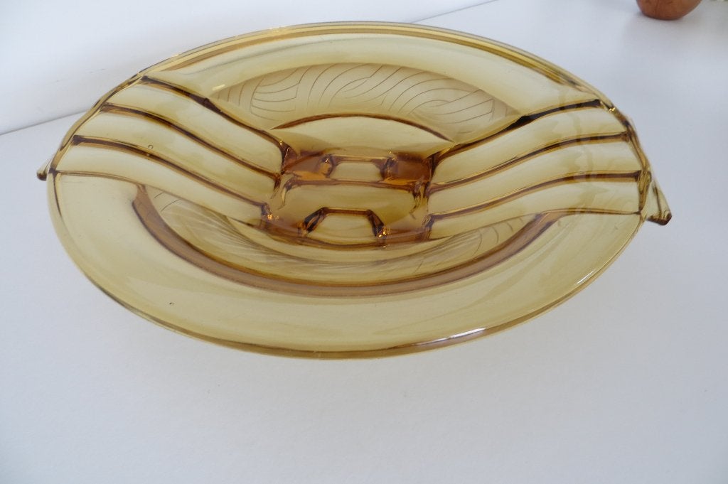 Art deco amberkleurige glazen schaal Walter en Sohne, 30er, Ophalen of Verzenden
