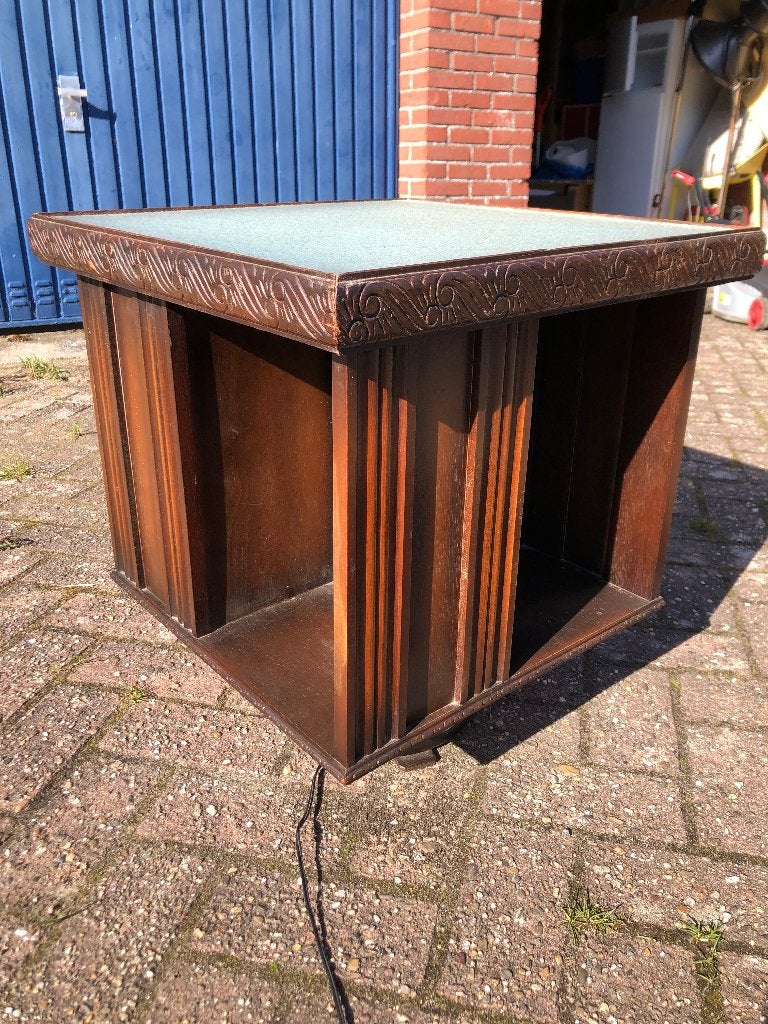 Unieke draaibare boekenmolen met glasplaat en verlichting, Ophalen of Verzenden