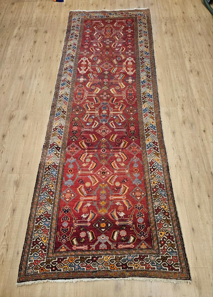 Vintage handgeknoopt perzisch tapijt loper 320x113, Info@SlatsAntiek.nl, 100 tot 150 cm, Perzisch, 200 cm of meer