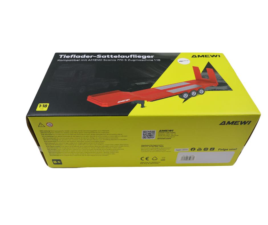 Huina Flatbed Semi-Trailer 3 Axles Scania 1:18 grijs, Hobby en Vrije tijd, Ophalen of Verzenden, Nieuw, Overige schalen, Onderdeel