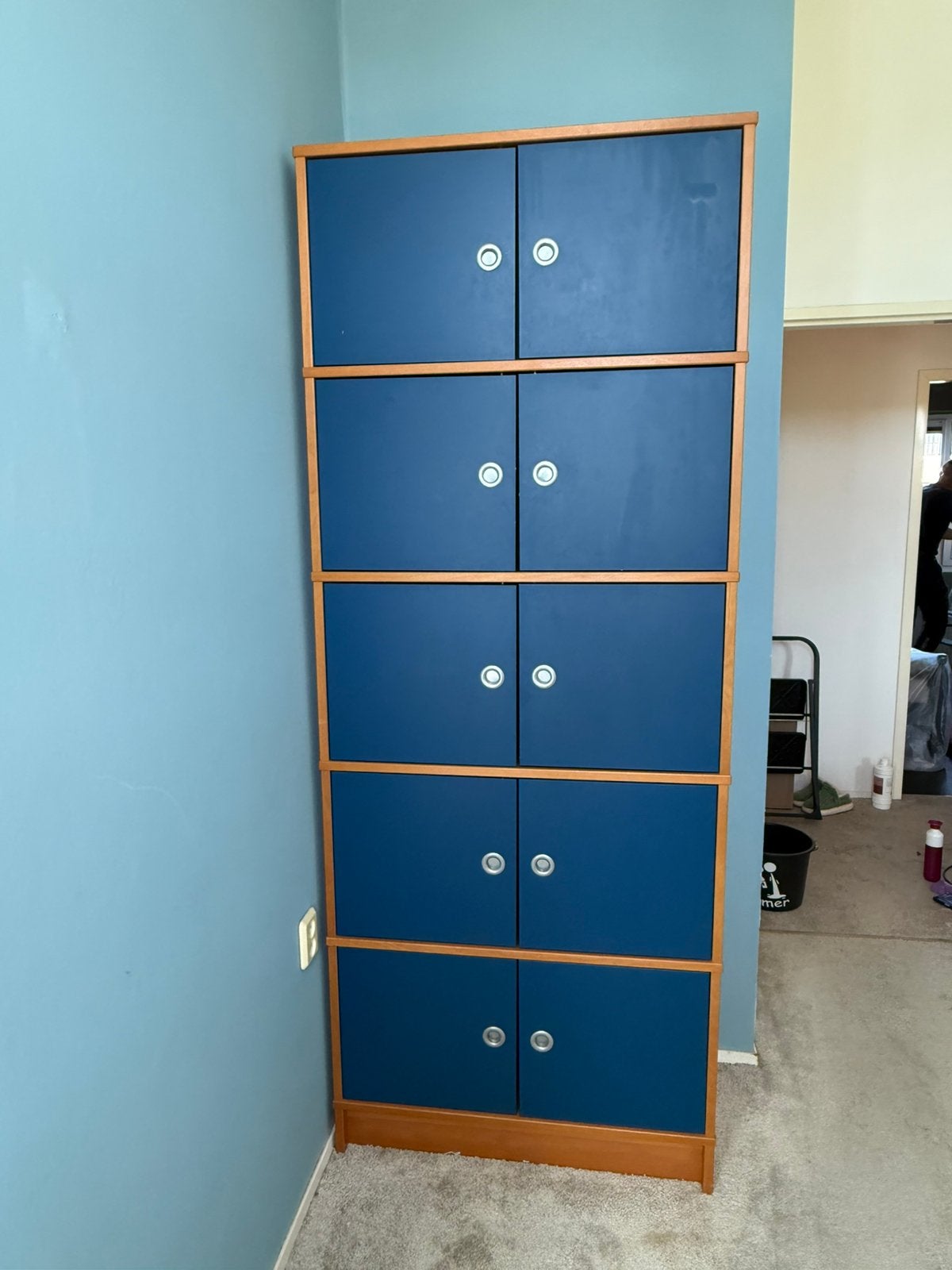 Ikea kast bruin en blauw, Ophalen, Gebruikt