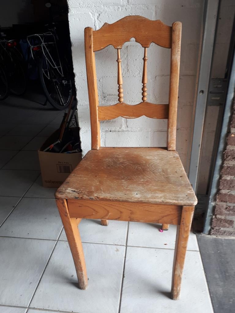 Vintage houten stoel - Opknapper, Antiek en Kunst, Antiek | Meubels | Stoelen en Banken, Ophalen