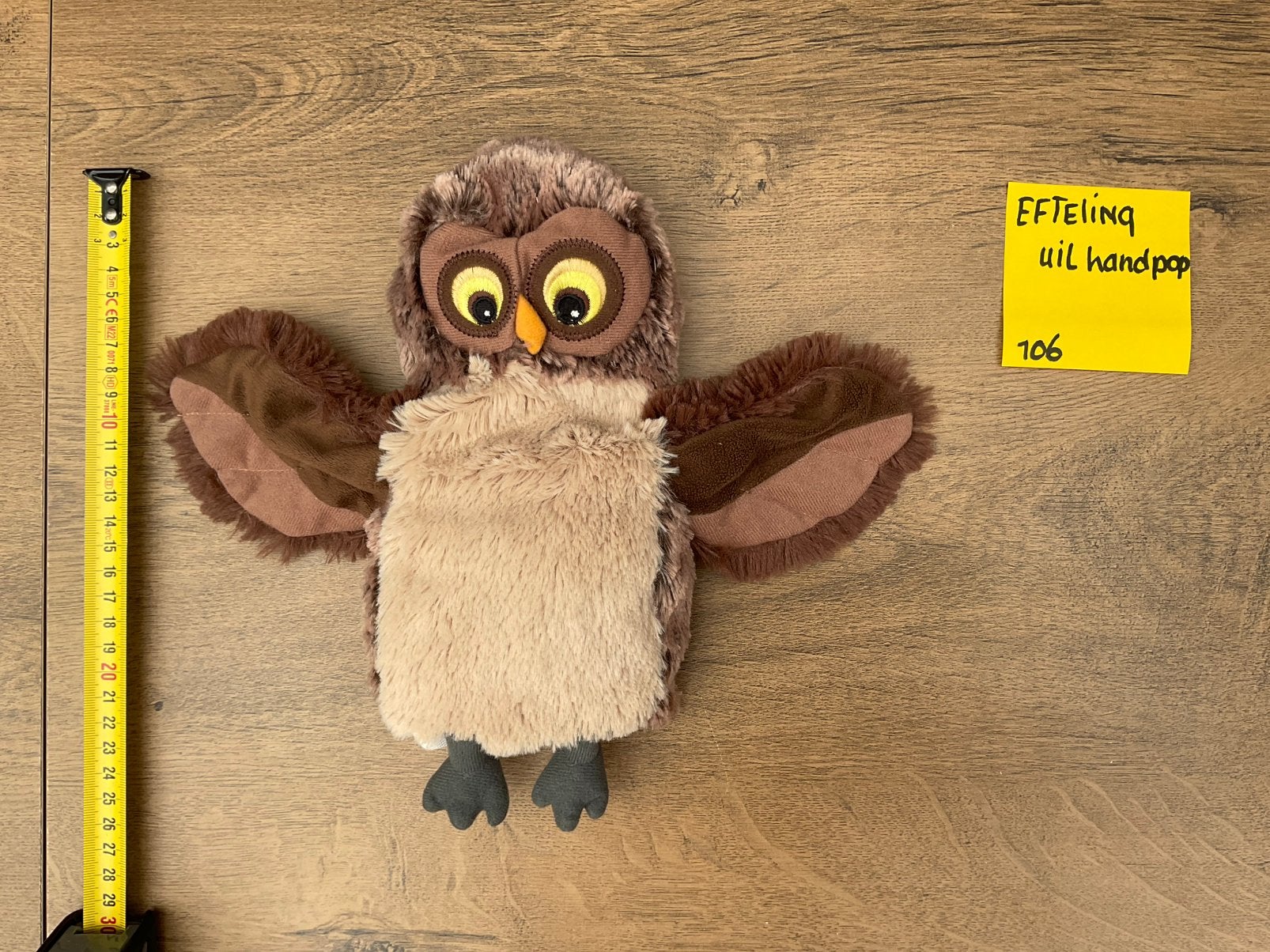 Zgan, niet kapot, Efteling uil Oehoe Houdoe knuffel handpop, Ophalen, Zo goed als nieuw, Beeldje of Poppetje