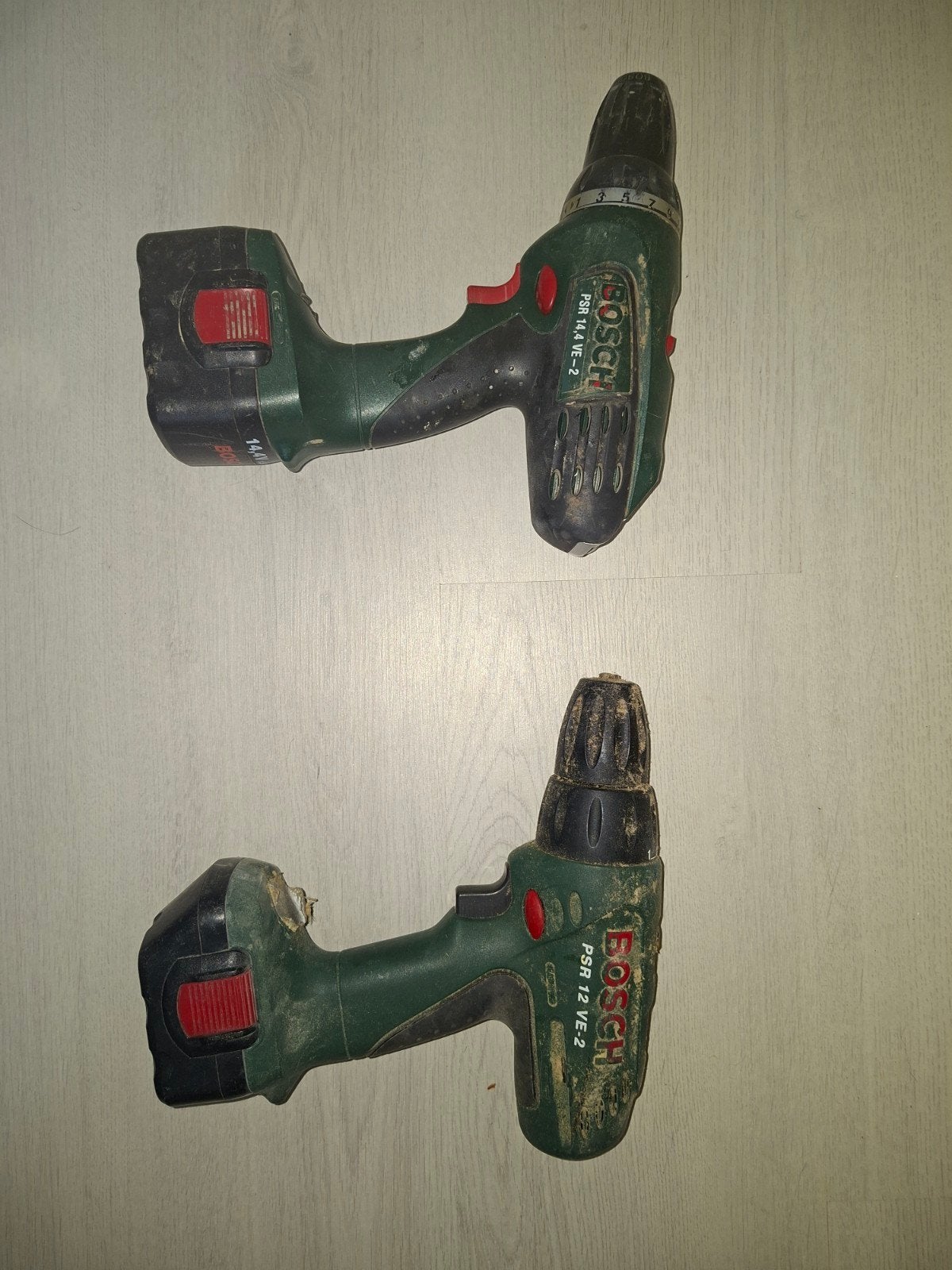 Bosch PSR 14,4 VE-2 en PSR 12 VE-2 Boormachines met laders, Doe-het-zelf en Verbouw, Ophalen, Gebruikt, Variabele snelheid, Boor- en Schroefmachine
