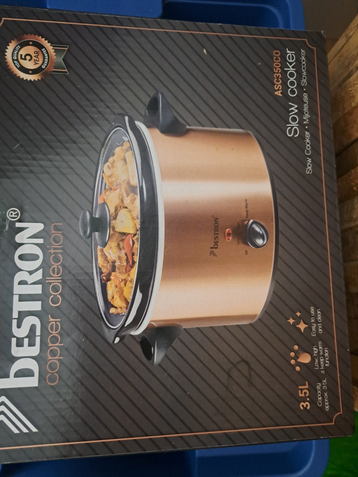 Bestron Koperen Slowcooker ASC350CO - 3.5L, Ophalen, Nieuw