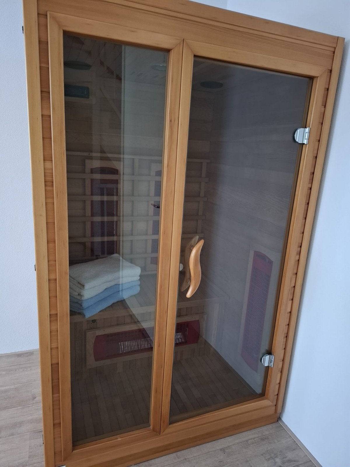 Infrarood sauna met audio systeem en glazen deur, Sport en Fitness, Sauna, Ophalen, Gebruikt, Infrarood, Complete sauna