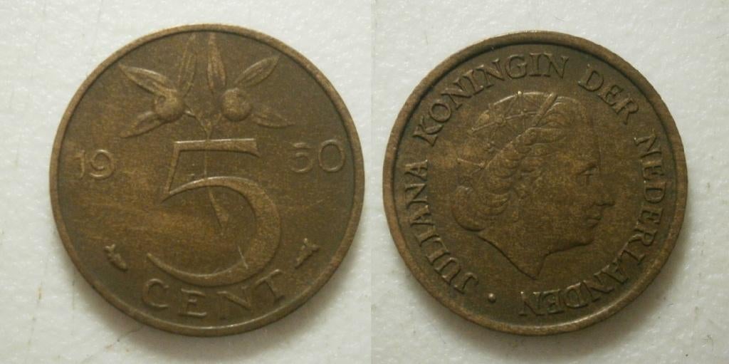 PD02576 Juliana 5 cent 1950, Postzegels en Munten, Munten | Nederland, Ophalen of Verzenden, Koningin Juliana, 5 cent, Losse munt