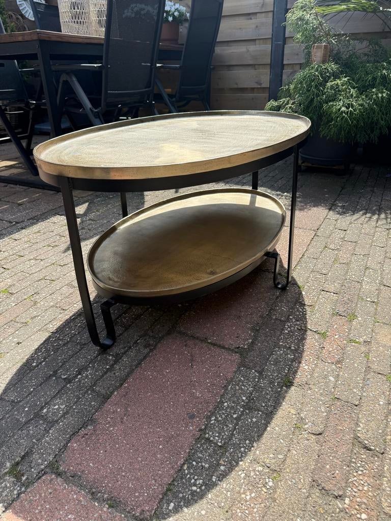 PTMD Salontafel Ovaal Goud/Zwart - Zo goed als nieuw, Ophalen, 100 tot 150 cm, 50 tot 100 cm, Zo goed als nieuw