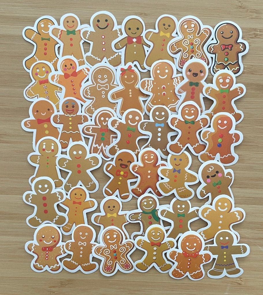 Kerst koekjes gingerbread stickers, Verzenden, Nieuw, Meerdere stickers