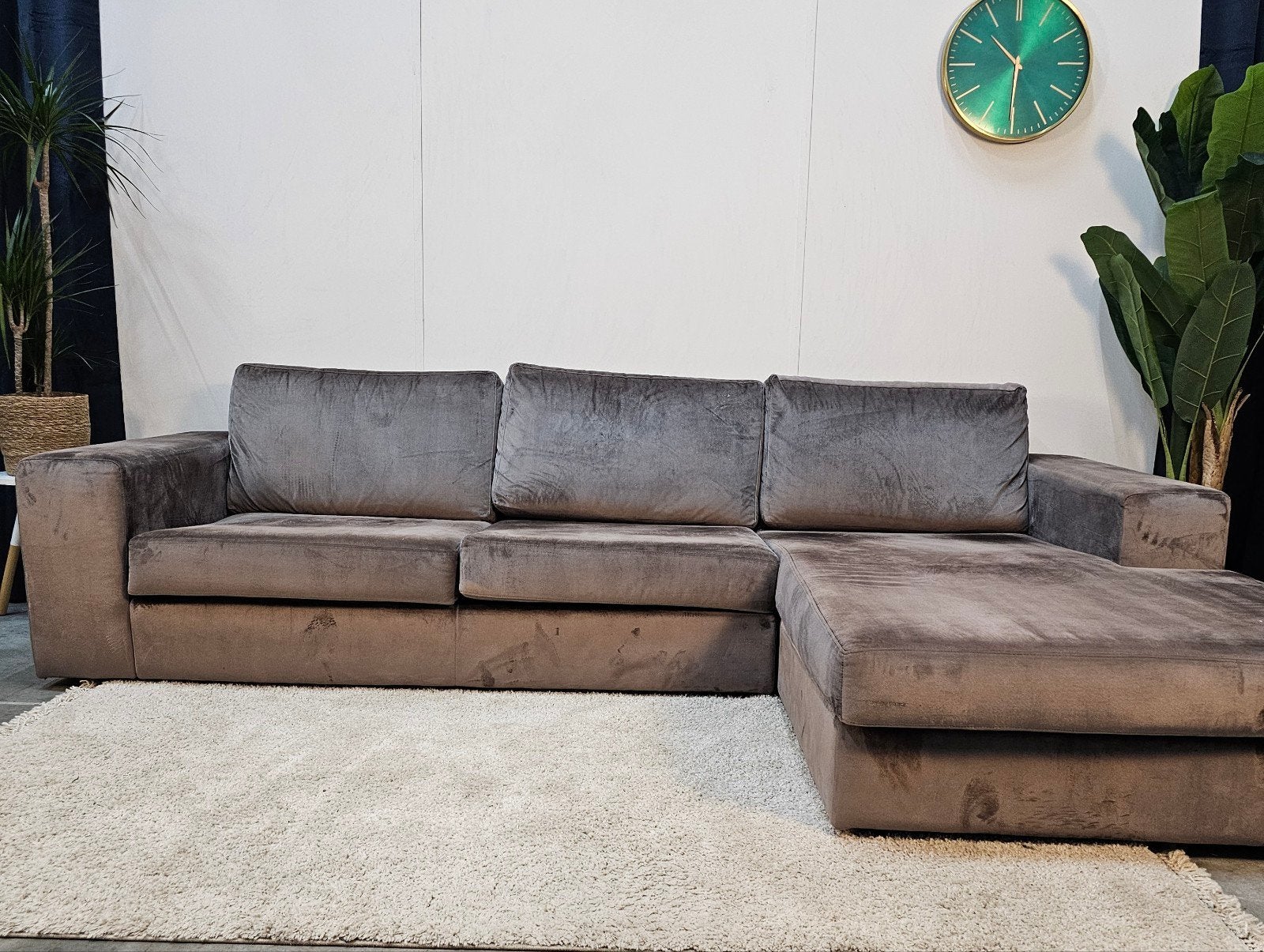 Hoekbank Velvet Taupe Champagne Links, Ophalen of Verzenden, Tweelingenlaan 106, Stof, Nijhof Brothers Furniture