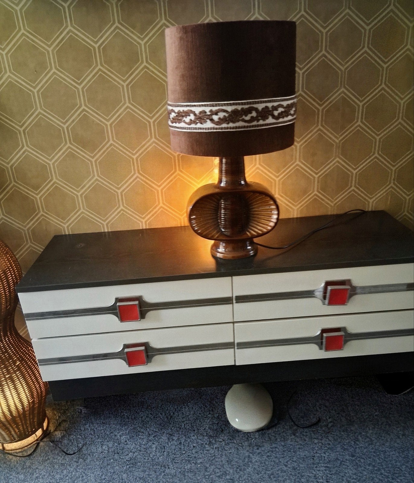 Zeldzame j60/70   PAN Keramik Tafellamp – J'70 Spaceage TOP, Ophalen of Verzenden