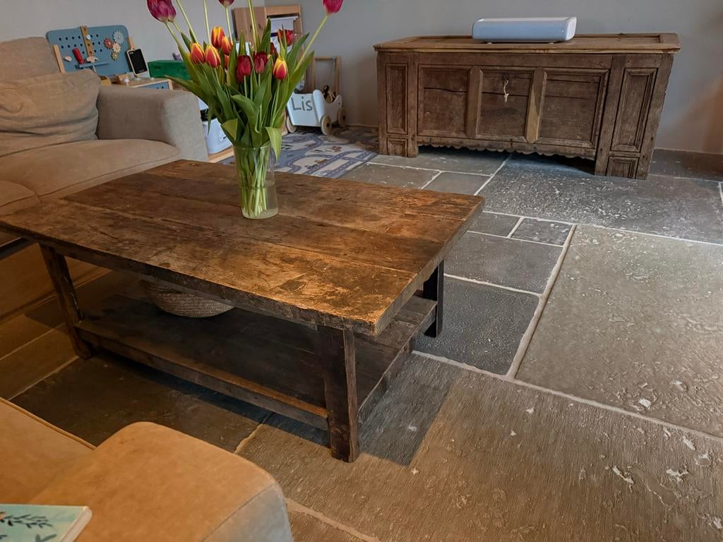 Robuuste Salontafel Aura Peeperkorn met onderblad, Ophalen, Gebruikt, 100 tot 150 cm, 50 tot 100 cm