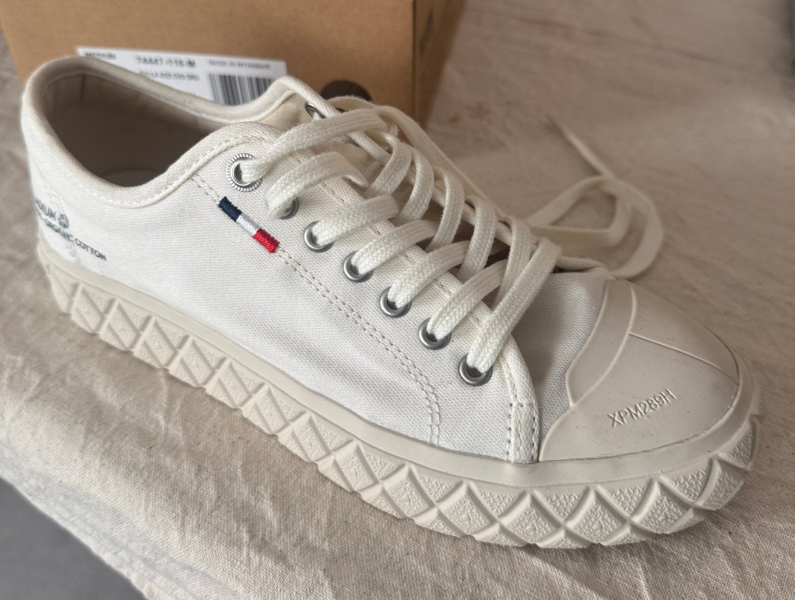 Ecru canvas Palladium sneakers, Ophalen, Zo goed als nieuw, Wit, Sneakers of Gympen