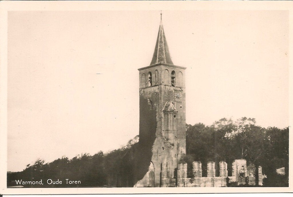 Oude Toren Warmond - Zeldzame Ansichtkaart, Ophalen of Verzenden, 1940 tot 1960, Ongelopen, Zuid-Holland