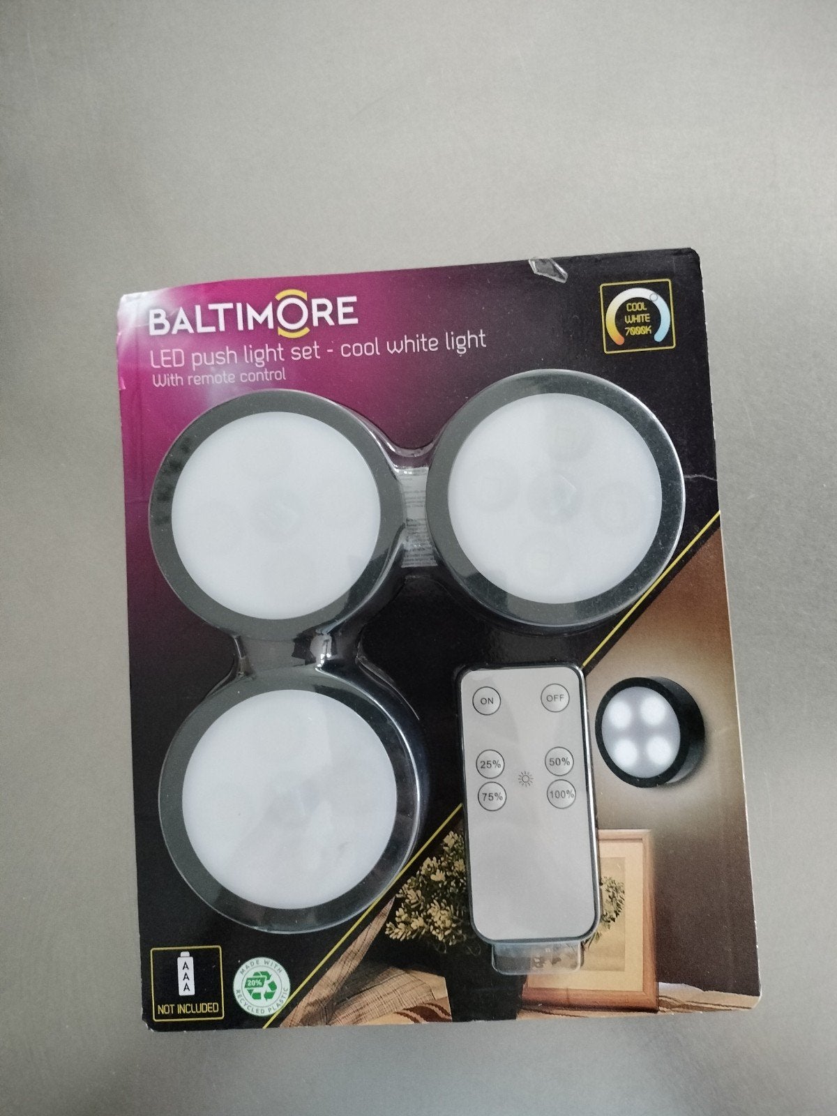 Baltimore LED push light set - cool white light (2 stuks), Ophalen of Verzenden, Nieuw