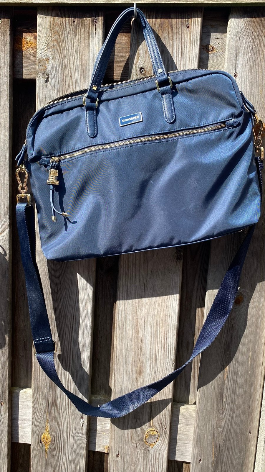 Stijlvolle donkerblauwe Samsonite laptoptas / schoudertas, Ophalen of Verzenden, Zo goed als nieuw, Blauw, Overige merken