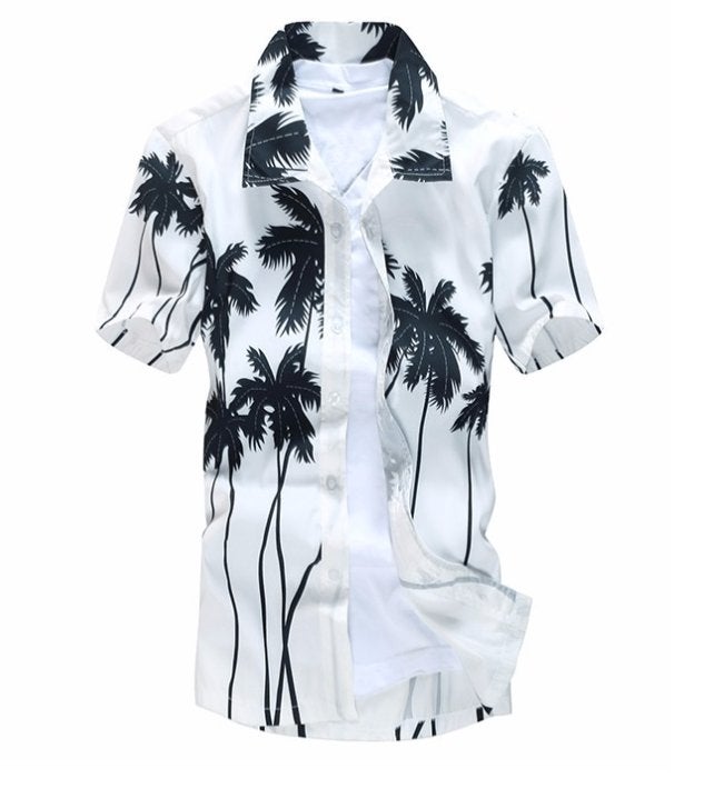 Heren wit hawai overhemd (M L XL 2XL 3XL 4XL 5XL palmbomen), Verzenden, Nieuw, Wit, Overige halswijdtes