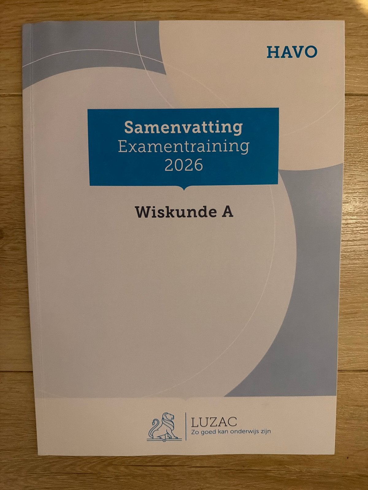 Luzac Samenvatting Examentraining Wiskunde A HAVO, Boeken, Schoolboeken, Ophalen of Verzenden, Zo goed als nieuw, HAVO, Wiskunde A