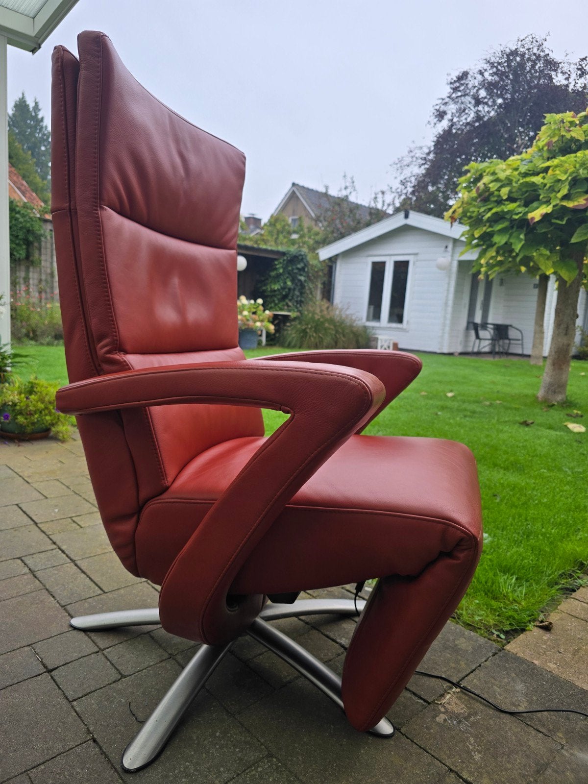 Elektrische relaxfauteuil – leer – draaibaar