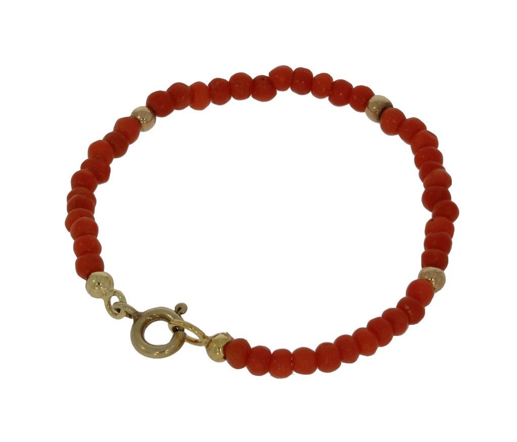 Bloedkoraal kinder baby armband 14k slot goud bol kinderen, Sieraden, Tassen en Uiterlijk, Ophalen of Verzenden, Goud, Armband