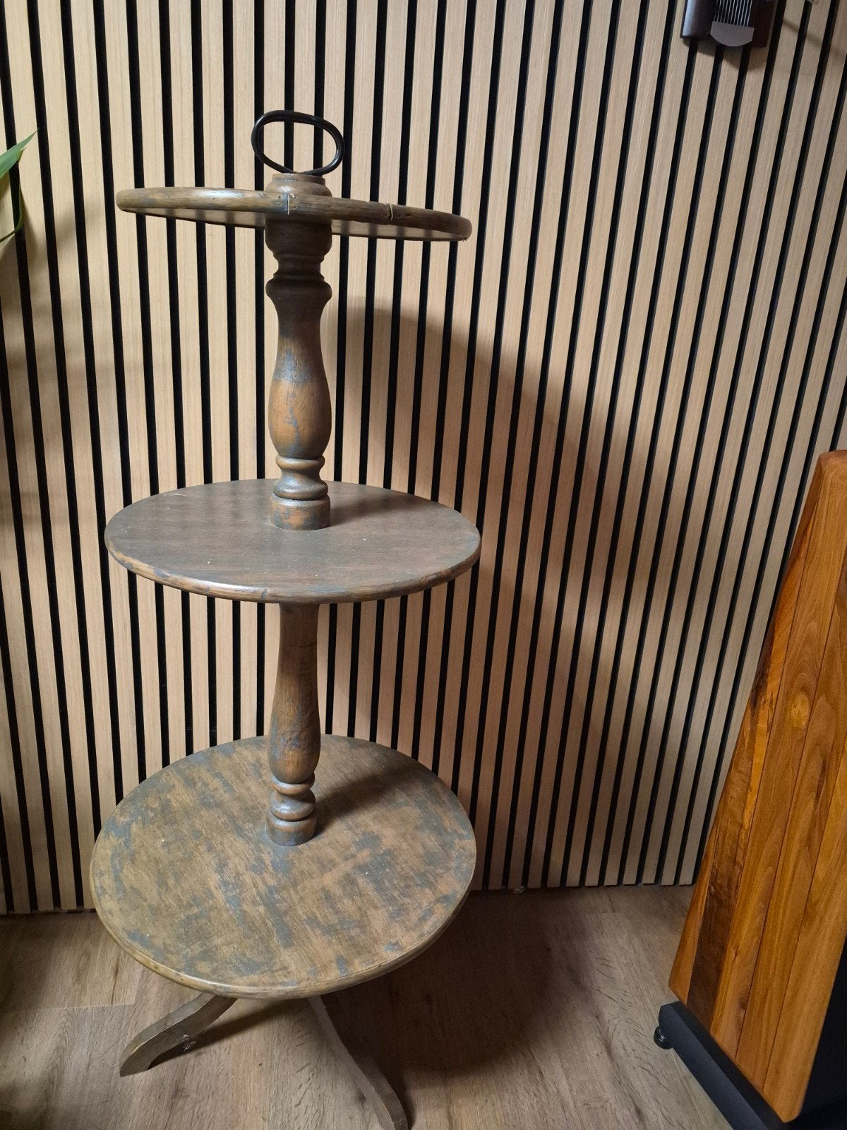 Vintage houten etagère met 3 lagen, Antiek en Kunst, Ophalen of Verzenden