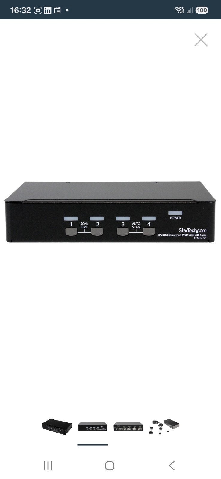 Startech 4 Port USB DisplayPort KVM Switch with Audio, Ophalen of Verzenden, Zo goed als nieuw, StarTech