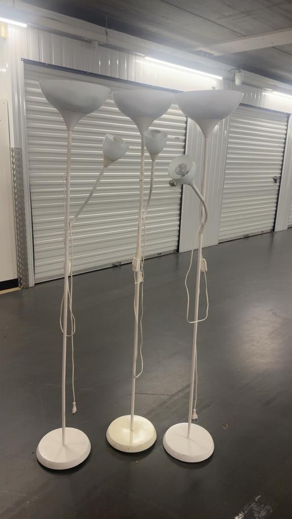 Witte vloerlamp met buigbare leeslamp, Ophalen, Gebruikt, Metaal, 150 tot 200 cm