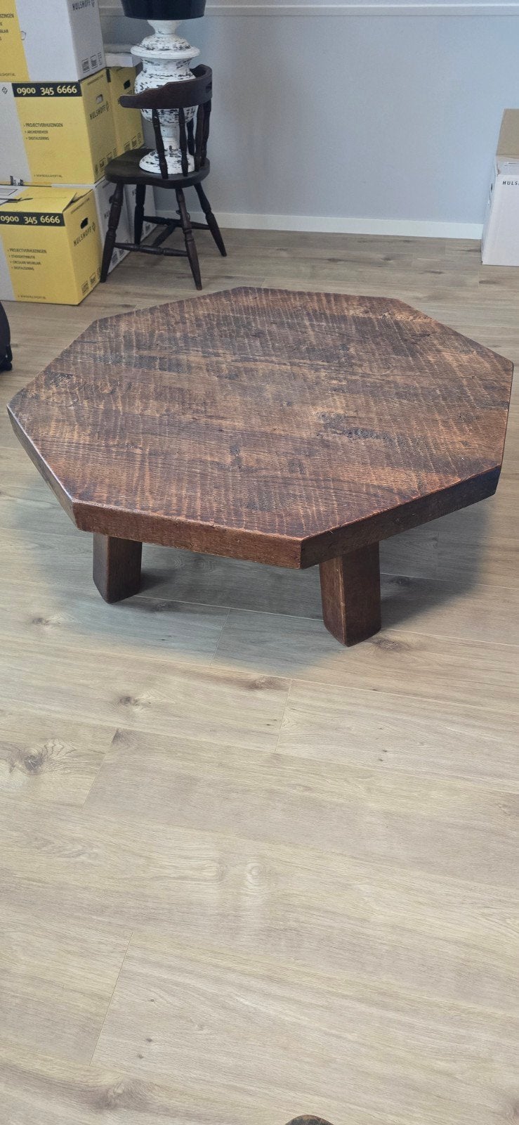 ZWARE 8 kantige eiken salontafel, Ophalen, Rechthoekig, 100 tot 150 cm, 50 tot 100 cm