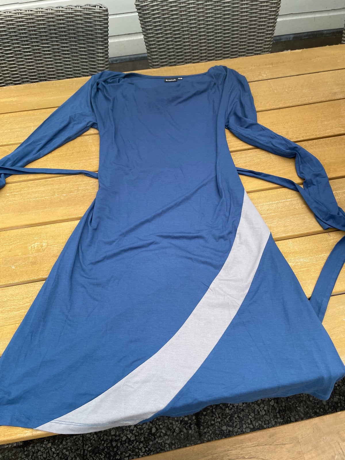 BrookeR Jurk Blauw met Grijze Streep Maat 44/46, Blauw, Maat 46/48 (XL) of groter, Ophalen of Verzenden, Zo goed als nieuw