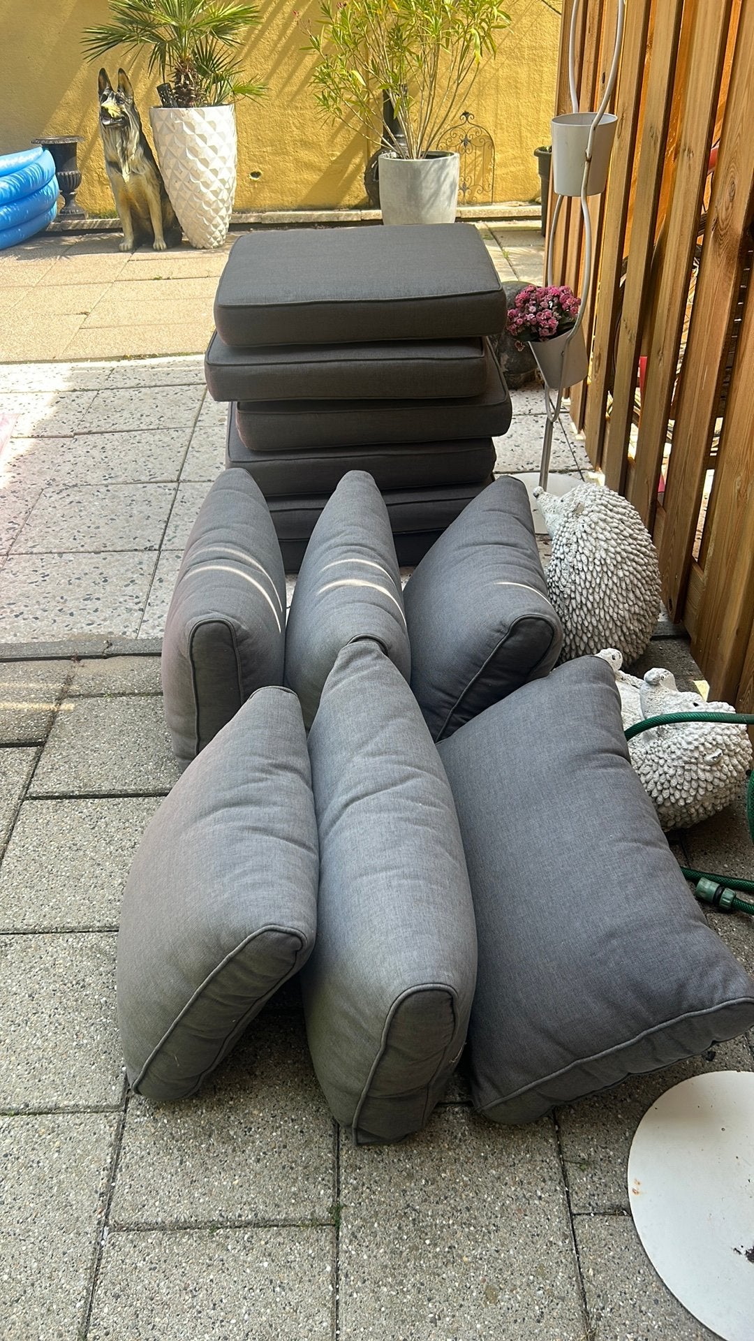 Loungekussens grijs 12-delig kwaliteit, Tuin en Terras, Tuinmeubel-accessoires, Ophalen, Zo goed als nieuw
