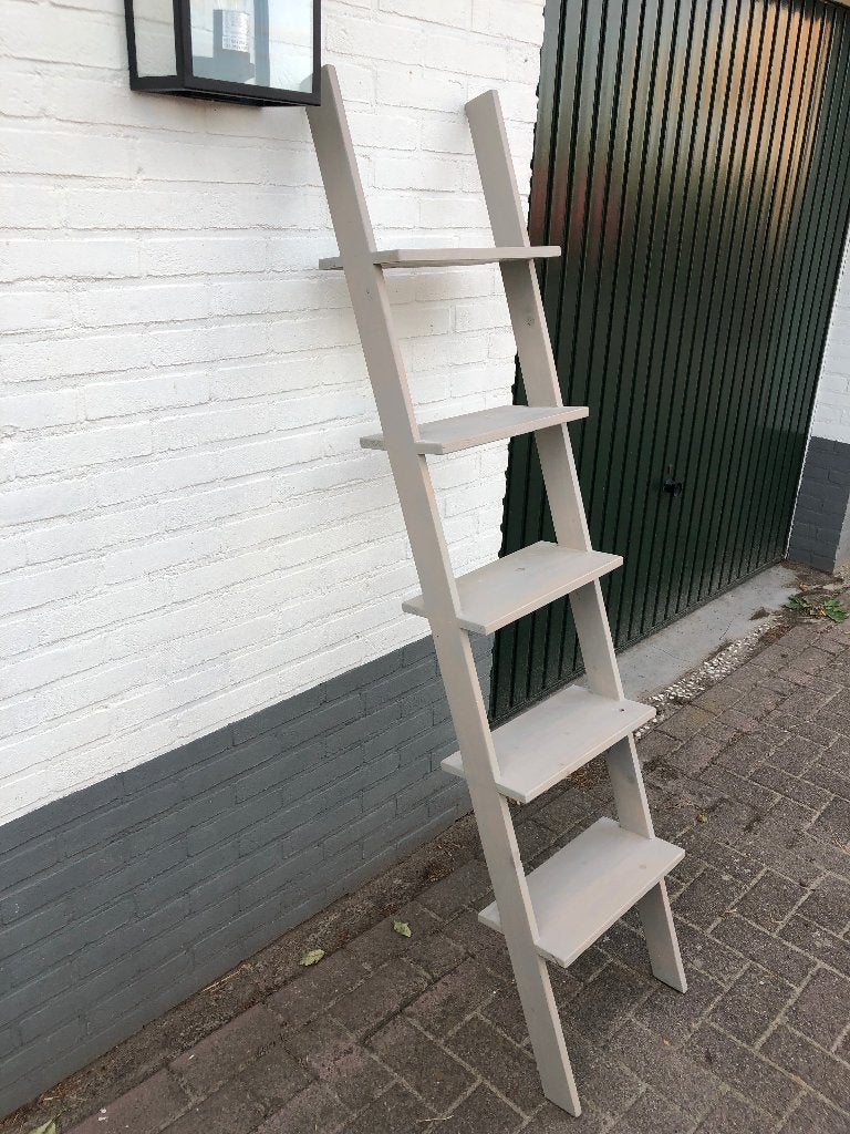 Decoratieve ladder met planken, Huis en Inrichting, Ophalen, Hout, Grijs, Landelijk