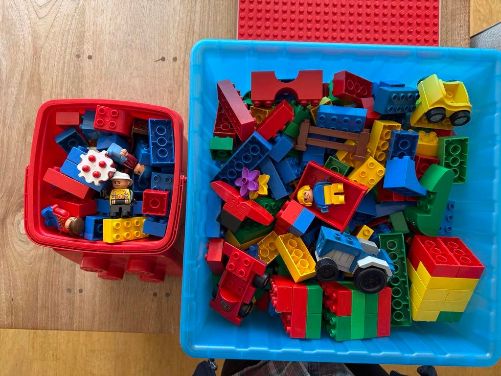 Grote partij Duplo blokken met figuren en voertuigen, Kinderen en Baby's, Speelgoed | Bouwstenen, Ophalen, Zo goed als nieuw