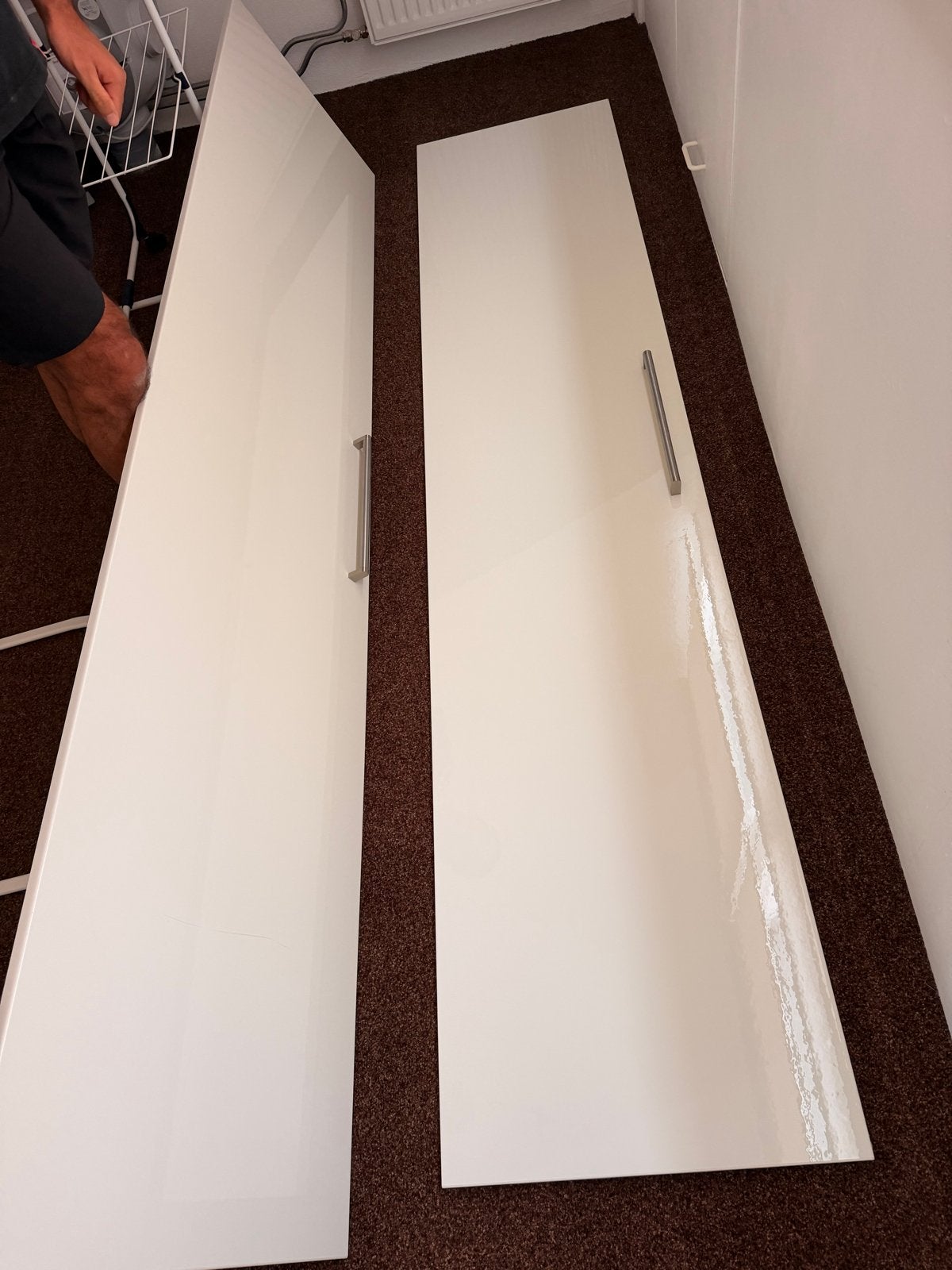 Witte hoogglans kastdeuren met handgrepen, Huis en Inrichting, Ophalen, Overige materialen, 200 cm of meer, 50 tot 100 cm