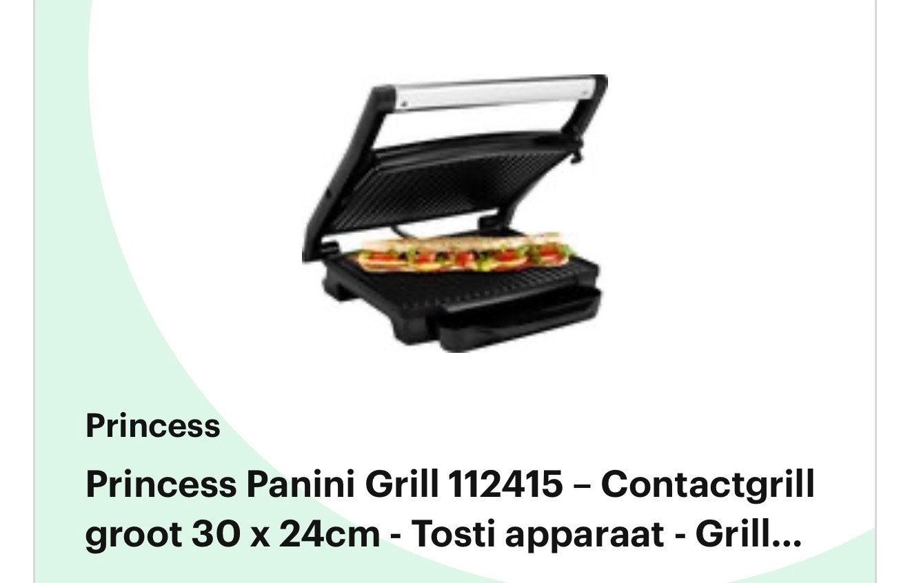 Princess Panini Grill 112415 - Contactgrill/Tosti apparaat, Ophalen, Nieuw