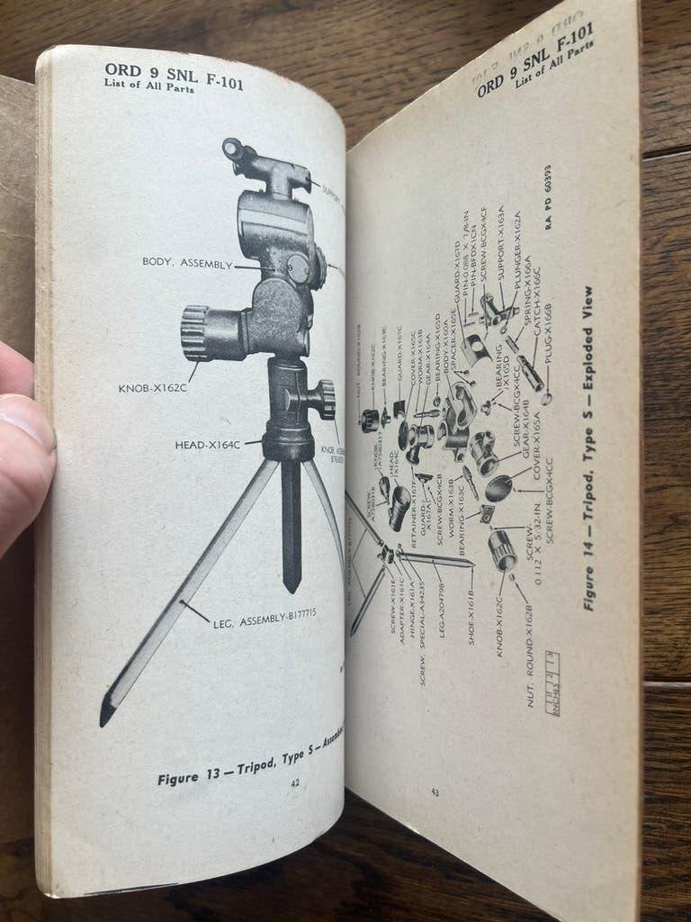 WO2 Amerikaans onderdelenlijst affuit spotting scope etc KL, Verzamelen, Militaria | Tweede Wereldoorlog, Amerika, Verzenden, Boek of Tijdschrift