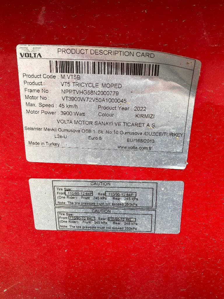 Foto 5 van Elektrische transport driewieler 3900W, 2022, 45 km/u