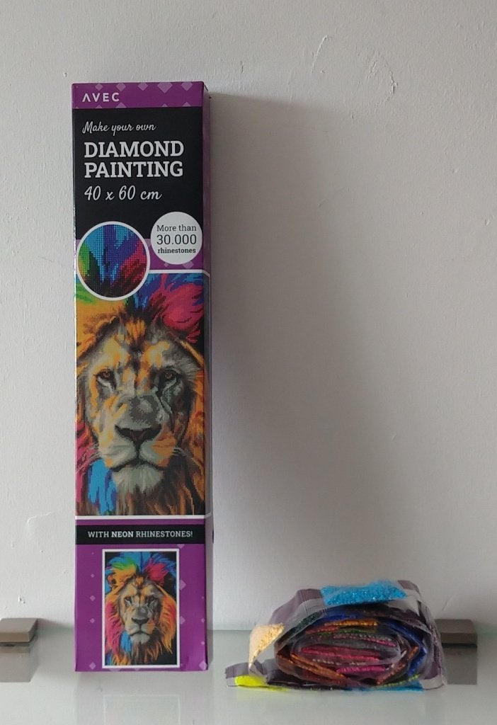 diamant painting leeuw, AVEC,  40x60 cm   volgnr 40, Dieren, Nieuw, Meerkleurig, Ophalen of Verzenden