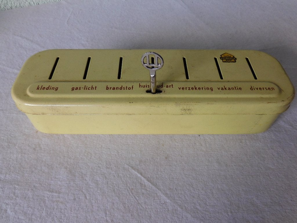 Vintage spaardoos van Brabantia met sleutel voor kleding, ga, Ophalen of Verzenden, Overige typen