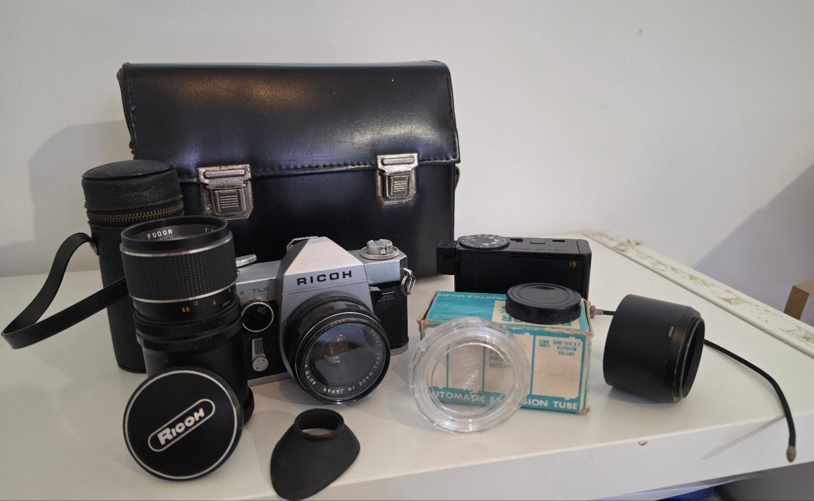 Uitgebreide Ricoh Singlex TLS set + Rikenon 55mm f1.4 lens, Audio, Tv en Foto, Ophalen of Verzenden, Zo goed als nieuw, Spiegelreflex