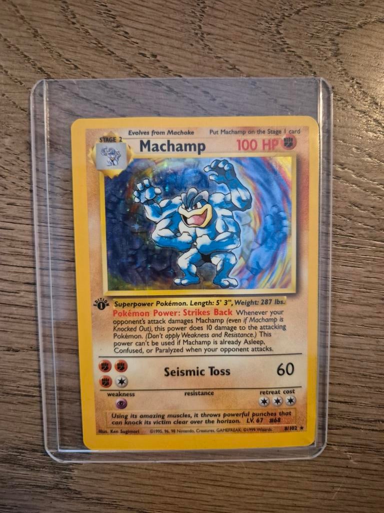 Machamp Pokémon Kaart (Base Set 8/102) Holo Foil, Ophalen of Verzenden, Gebruikt, Losse kaart, Foil