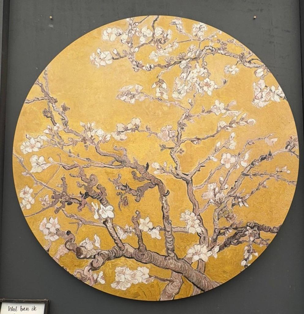 Wanddecoratie.Amandelbloesem van Gogh 100 cm, 100 cm, Ophalen of Verzenden, Zo goed als nieuw, Wandcirkel