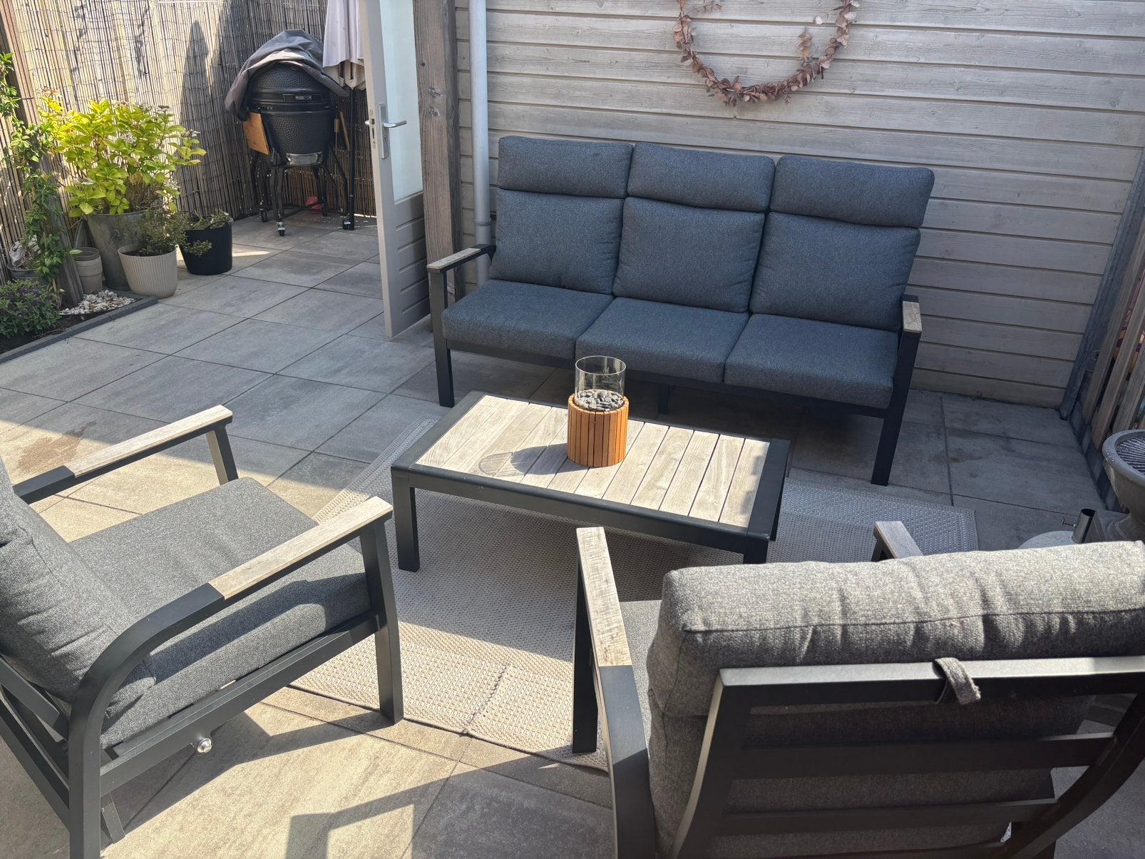 Tuinset aluminium frame vaste prijs €600, Ophalen, Zo goed als nieuw, Aluminium, Bank