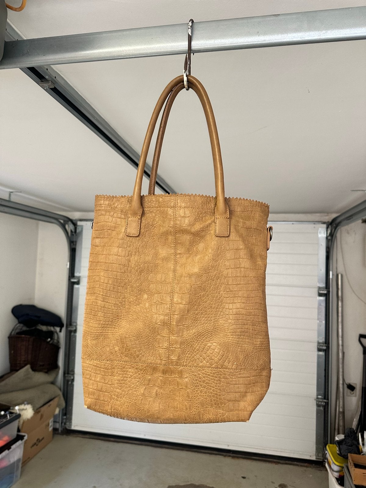 Zebra Shopper Handtas - Cognac met Krokodillenprint, Ophalen of Verzenden, Gebruikt, Bruin, Shopper